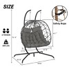 Outdoor Hanging 2-Person Egg Swing Chair,Wicker Basket Hammock Chair With UV Resistant Cushions And Stand For Balcony Bedroom-Coolbibila - 4 of 4