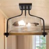 LNC Chet III 2-Lights 15.5-in Antique Brown and Matte Black Seeded Glass Farmhouse  Semi-flush Mount Lights - 4 of 4