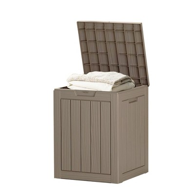 MAYEERTY 28 Gallon Large Capacity Outdoor Deck Box for Patio Furniture Cushions, Pillow with Wheels, Light Brown