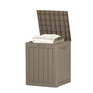 MAYEERTY 28 Gallon Large Capacity Outdoor Deck Box for Patio Furniture Cushions, Pillow with Wheels, Light Brown - 1 of 4