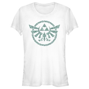 Juniors Womens Nintendo The Legend of Zelda: Tears of the Kingdom Green Hyrule Crest T-Shirt - 1 of 4
