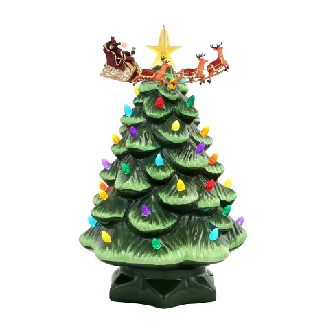 Northlight 5 Green Battery-operated Led Retro Ceramic Christmas Tree  Ornament : Target