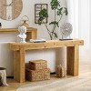 Solid Wood Console Table with Narrow Rectangular Design, Rustic Farmhouse Table for Hallway, Behind Couch, or Living Room Decor-Tanpinhausee - 3 of 4