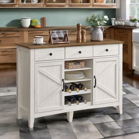 White sideboard buffet with wine rack hotsell