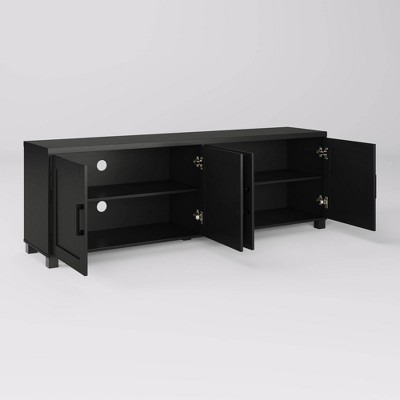 Black Shaker-Style Engineered Wood TV Stand with Cabinet