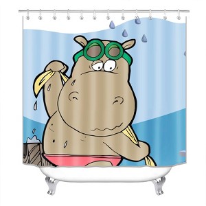 Cute Hippo In The Bath Shower Curtains for Bathroom Waterproof Fabric Bath Curtain Durable Soft Stylish Bathroom Decor 72x72 Inch - 1 of 1
