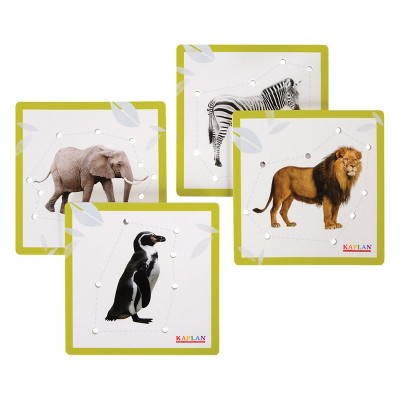 Kaplan Early Learning Zoo Animal Images on 6" Lacing Boards - Set of 4