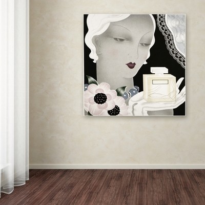 Vintage Art Deco Flapper Canvas with Floral and Perfume Design