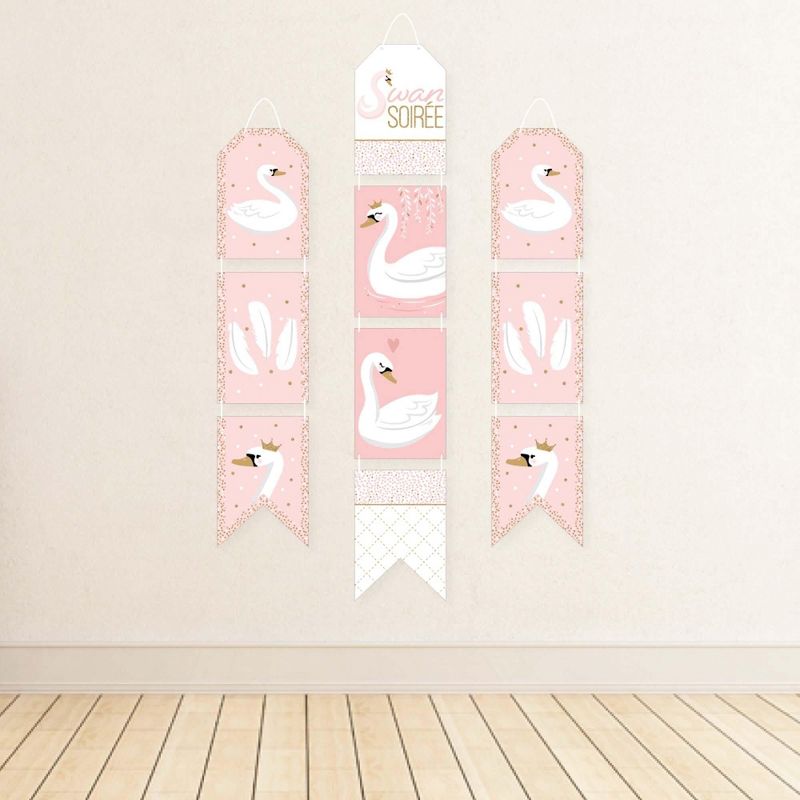 Big Dot of Happiness Swan Soiree - Hanging Vertical Paper Door Banners - White Swan Baby Shower or Birthday Party Wall Decor Kit - Indoor Door Decor, 3 of 8