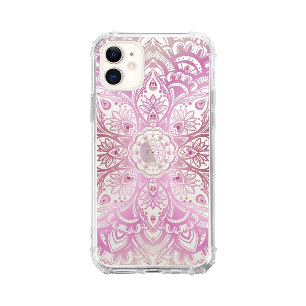 OTM Essentials iPhone 11/XR Tough Edge Geometrics & Patterns Clear Case - Mandala Heart Pink: Flexible Design, TPU Material