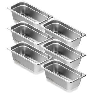VEVOR 6 Pack Hotel Pans, 1/3 Size Anti-Jam Steam Pan, 0.8mm Thick Stainless Steel Restaurant Steam Table Pan, 4-Inch Deep Commercial Table Pan - 1 of 4