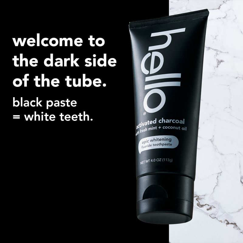 hello Activated Charcoal Whitening Fluoride Toothpaste , sls Free and Vegan , 4oz, 3 of 18