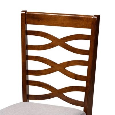 Modern Grey Fabric and Walnut Wood Upholstered Dining Chair Set