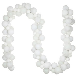 Northlight 3-Finish Shatterproof Ball Christmas Garland - 6' x 3.5" - White - Unlit - 1 of 4