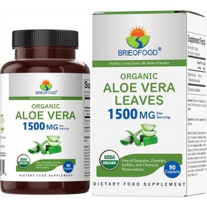 Brieofood Organic Aloe Vera 1500mg, 45 Servings, Vegetarian, Gluten Free, 90 Vegetarian Tablets - 1 of 4