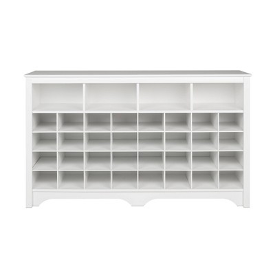 Prepac Hanging Entryway Shelf with Shoe Cubby Bench - White