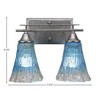 Toltec Lighting Uptowne 2 - Light Vanity in  Aged Silver with 5.5" Fluted Teal Crystal  Shade - 2 of 2