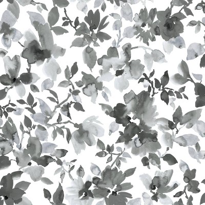 RoomMates 28.2" Watercolor Floral P&S Wallpaper Black