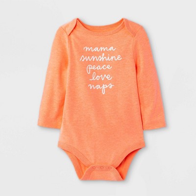 Baby Girls' 'Mama Sunshine Peace Love Naps' Long Sleeve Bodysuit - Cat & Jack™ Pink 0-3M