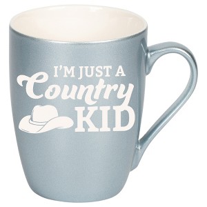 100 North Cowboy Hat 10 Ounce Frosted Blue Metallic Finish, Comfortably Fits Your Hands, New Bone China Coffee Tea Cup Mug, I'm Just A Country Kid - 1 of 1
