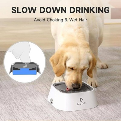 ELS Pet White and Gray Floating Disk Dog and Cat Bowl, 1L