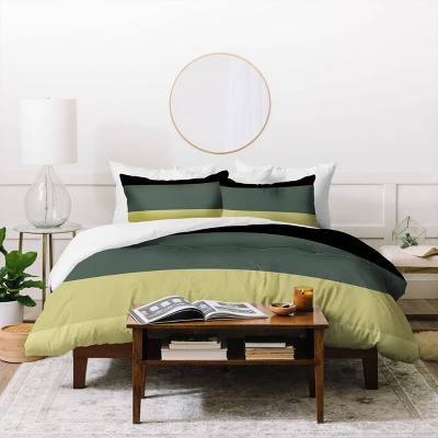 Twin Extra Long Colour Poems Contemporary Color Block V Duvet Set Green - Deny Designs