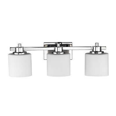 Solbi 24" Chrome 3-Light Bath Vanity Fixture with White Glass