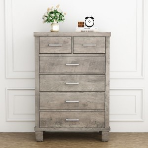 Whizmax Dresser with 6 Drawers for Bedroom, Wood Drawer Dresser Chest of Drawers for Closet, Living Room, Hallway, Nursery, Kids Bedroom - 1 of 4