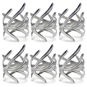 DII Metallic Silver Napkin Ring Set 6 Piece, Antique Branches - 1 of 4