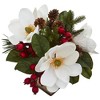 Nearly Natural 15-in Magnolia, Pine and Berries Artificial Arrangement - 2 of 2