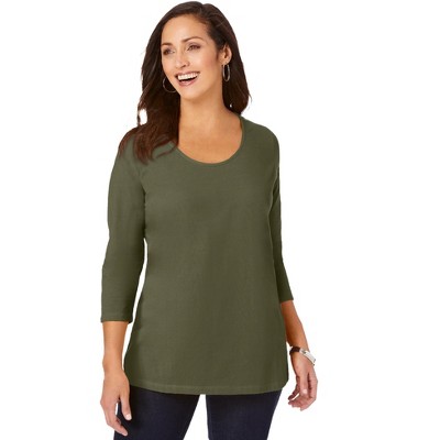 Jessica London Women's Plus Size Stretch Cotton Scoop Neck Tee