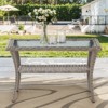 POCASSY Outdoor Coffee Table, 19.7*37.8 Inch Tempered Glass Top Rattan Outdoor Coffee Table with 2-Layer Storage Tables for Garden,Porch,Backyard - 2 of 4