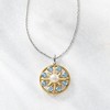 Ross-Simons 6-6.5mm Cultured Pearl and .50 ct. t.w. Sky Blue Topaz Sun Pendant Necklace in Sterling Silver and 18kt Gold Over Sterling Size 18 - 3 of 4