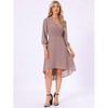 INSPIRE CHIC Women's V Neck Sheer 3/4 Sleeve Wrap Cocktail Midi Dresses - 3 of 4