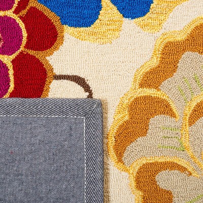 Ivory Floral Bliss 95" Round Hand-Knotted Easy Care Rug