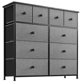 CERBIOR Drawer Dresser Storage Organizer 7-Drawer Closet Shelves, Sturdy  Steel Frame Wood Top with Easy Pull Fabric Bins for Clothing, Blankets  (Dark