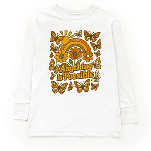 The Juniper Shop Anything Is Possible Daisies Youth Long Sleeve Tee - L - White - 1 of 4