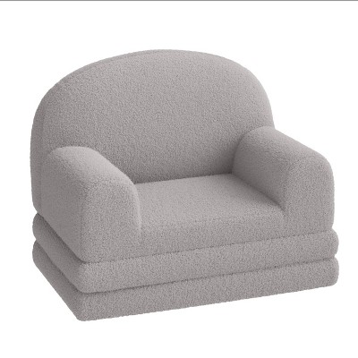 Kids Couch, 2-in-1 Convertible Teddy Fleece Fabric Toddler Sofa Chair, Soft Fold Out Couch Lounger for Kids, Comfy Children's Sofa Bed