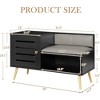 VECELO Shoe Bench with Storage for Entryway Removable Padded Cushion, Lourvered Door - 3 of 4