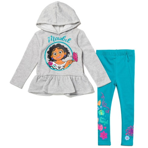 Disney Encanto Mirabel Toddler Girls Pullover Fleece Hoodie And Leggings Outfit  Set Blue / Gray 4t : Target