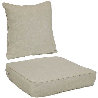 Sunnydaze Outdoor Square Tufted Seat Cushion - Neutral Stripes