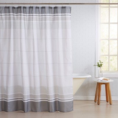 Great Bay Home Striped Shower Curtain With 12 Roller Hooks : Target