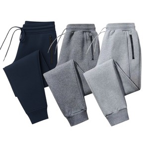 Men’s 3 Pack Ultra Soft Joggers With Zipper Pockets - 1 of 4