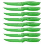 NutriChef 8 Pcs. Steak Knives Set - Non-stick Coating Knives Set with Stainless Steel Blades, Unbreakable knives, Great for BBQ Grill (Green)