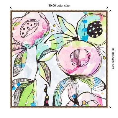 Colorful Abstract Floral Beaded Framed Canvas Wall Art