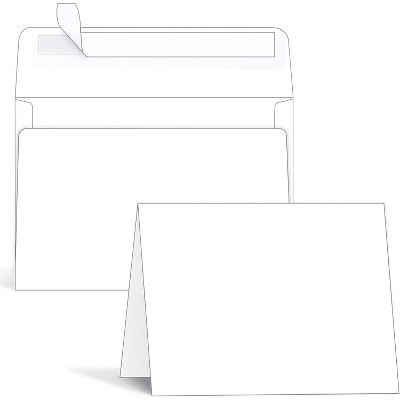 Blank White Cards and Envelopes 100 Pack, Ohuhu 4.25 x 5.5 Heavyweight Folded Cardstock and A2 Envelopes for DIY Greeting Cards, Invitations and More