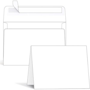 Blank White Cards and Envelopes 100 Pack, Ohuhu 4.25 x 5.5 Heavyweight Folded Cardstock and A2 Envelopes for DIY Greeting Cards, Invitations and More - 1 of 4