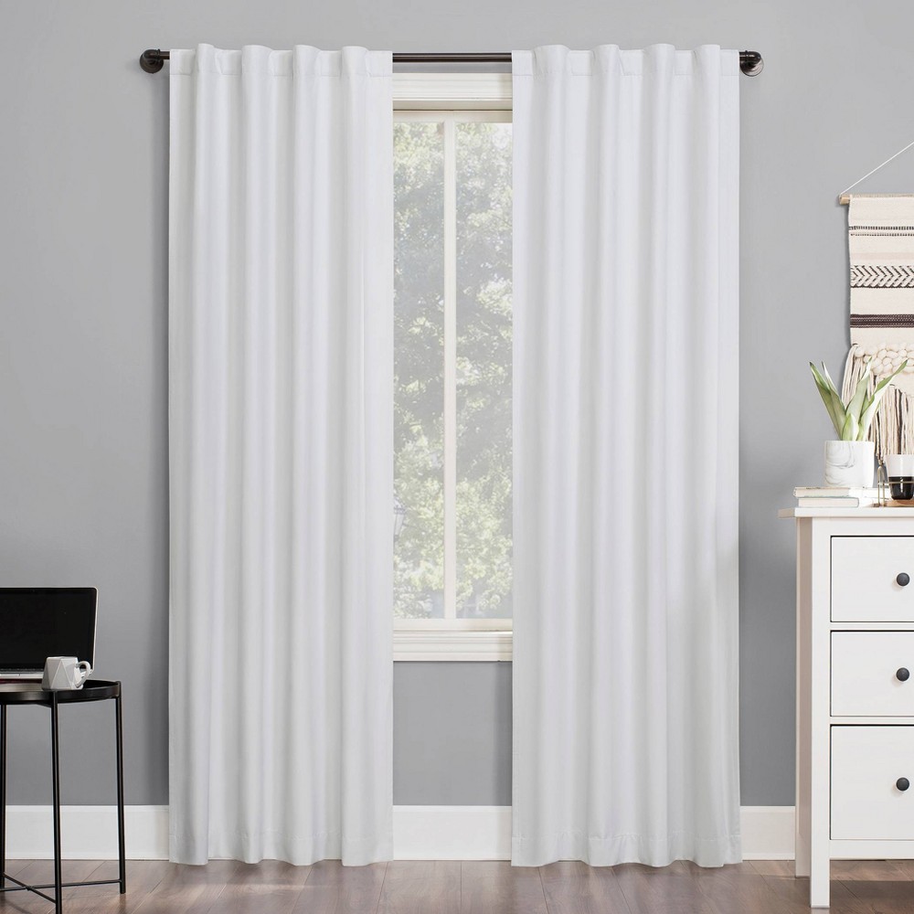 Photos - Curtain Rod / Track 40"x84" Sun Zero 100 Blackout Cyrus Thermal Back Tab Curtain Panel White: Modern Solid Indoor Polyester
