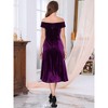 INSPIRE CHIC Women Off Shoulder Velvet High Waist Vintage A-Line Cocktail Evening Dress - 4 of 4