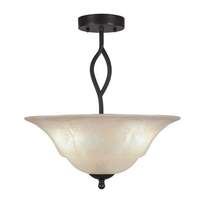 Toltec Lighting Revo 3 - Light Flush Mount in  Dark Granite with 16" Amber Marble Shade